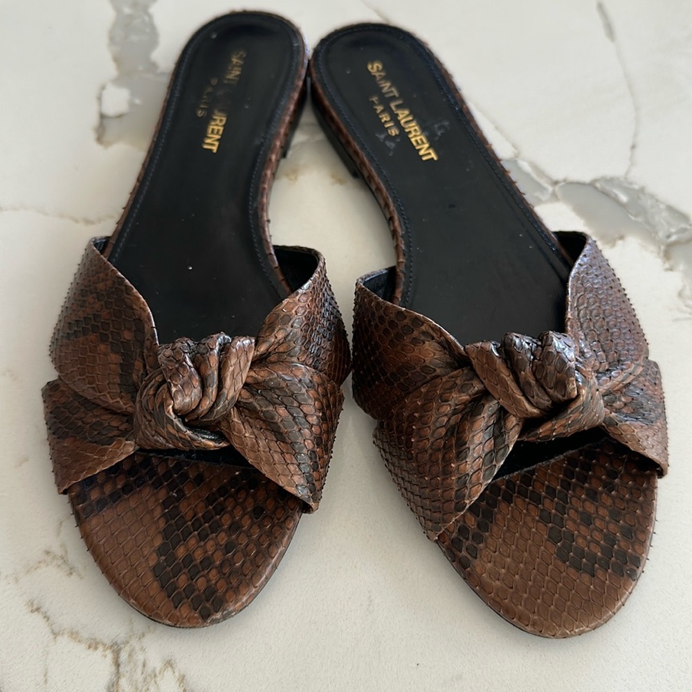 Saint Laurent snakeskin slides size 8.5